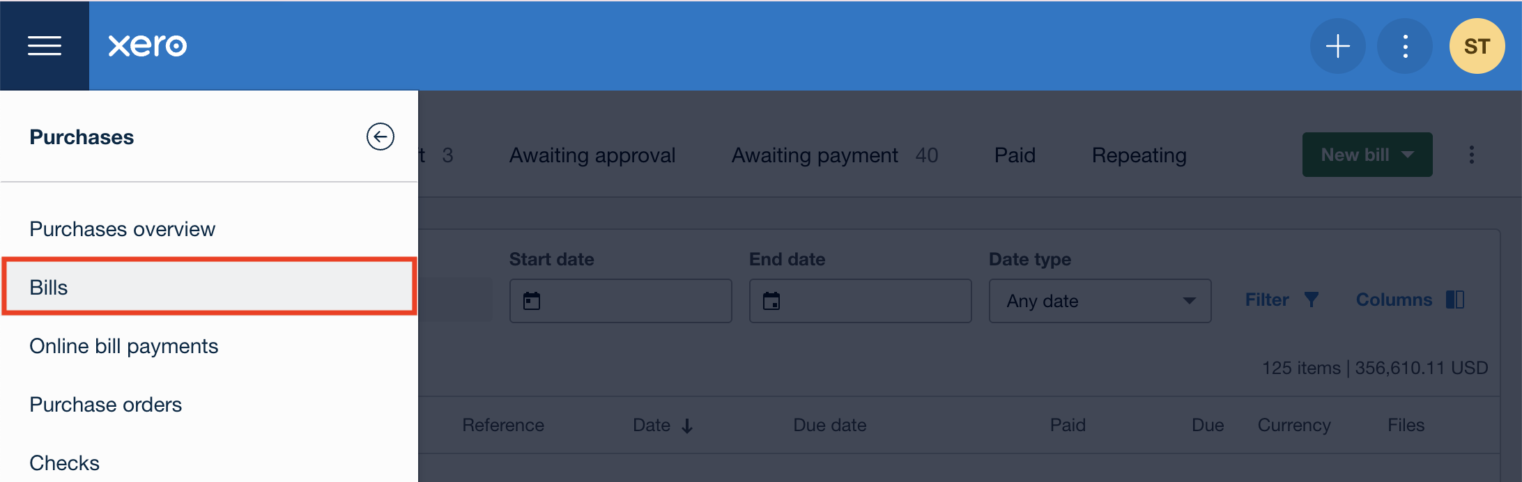 Xero Purchases Bills.png